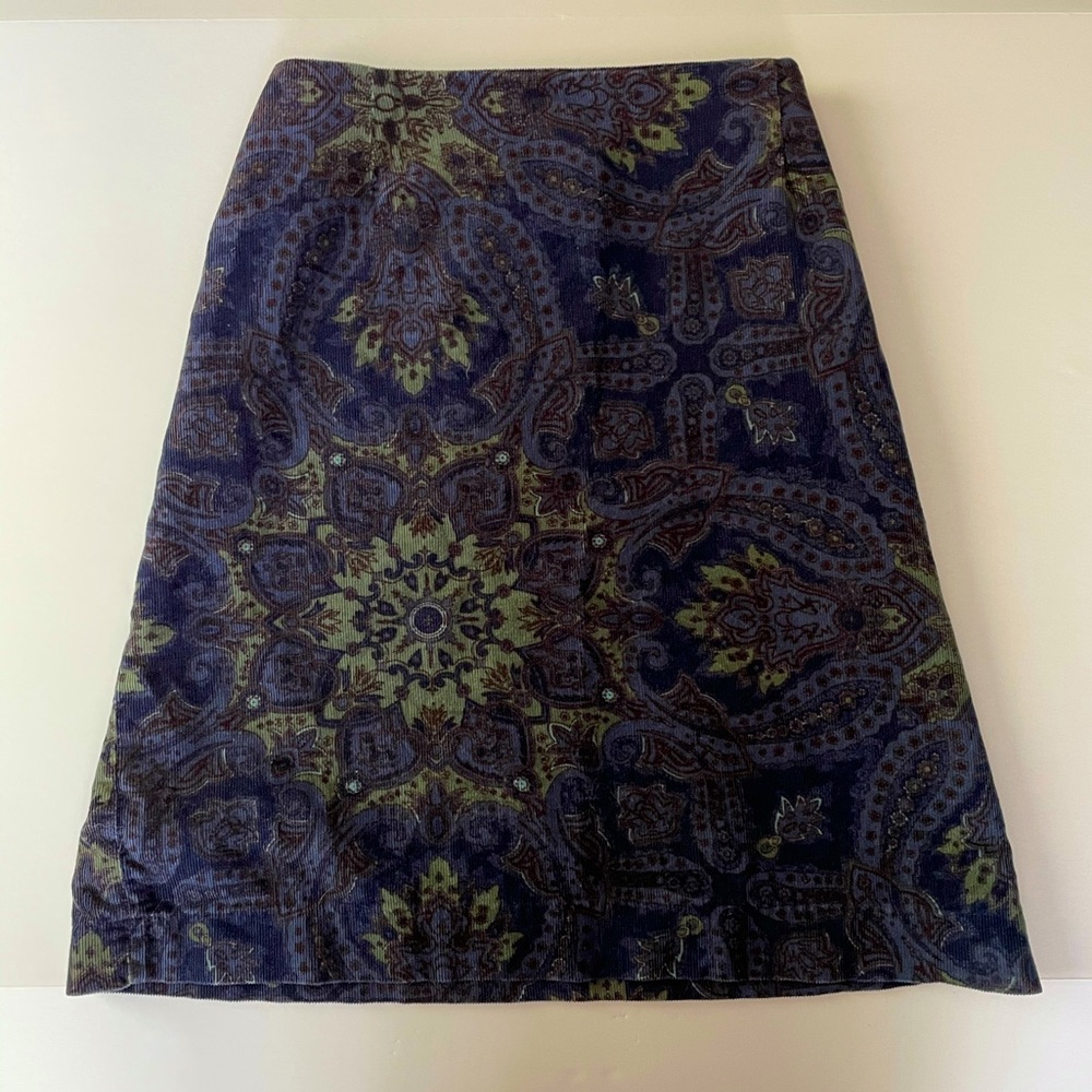 Blue and green paisley skirt
